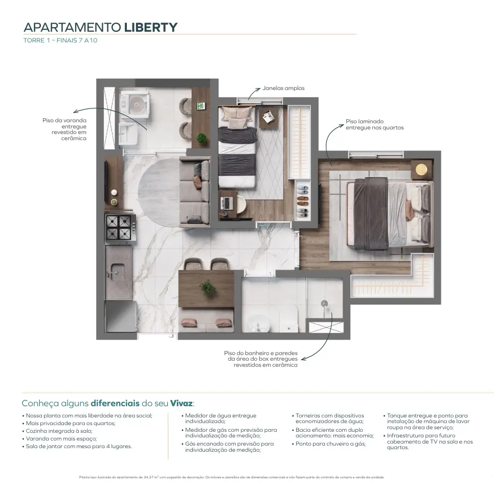 Segundo Maior apartamento do Vivaz Santa Marina com varanda