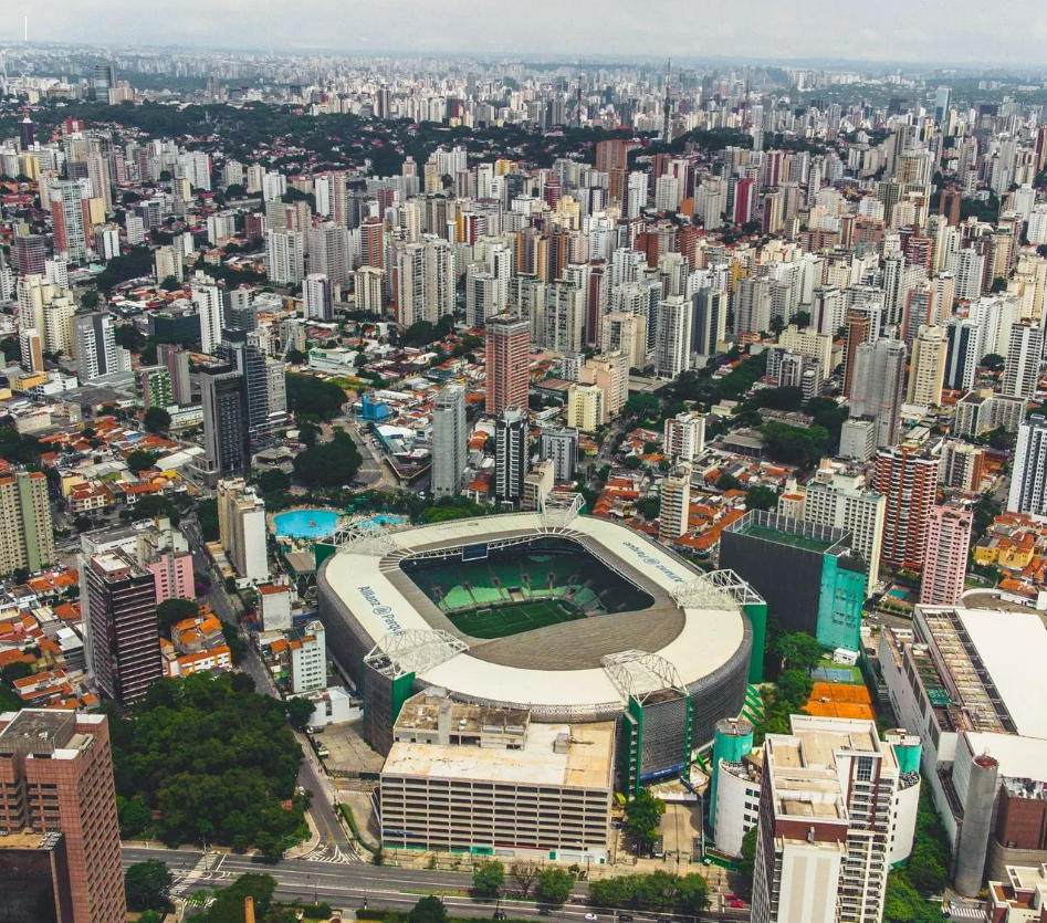 Vista da Barra funda São Paulo e do Estádio de Futebol